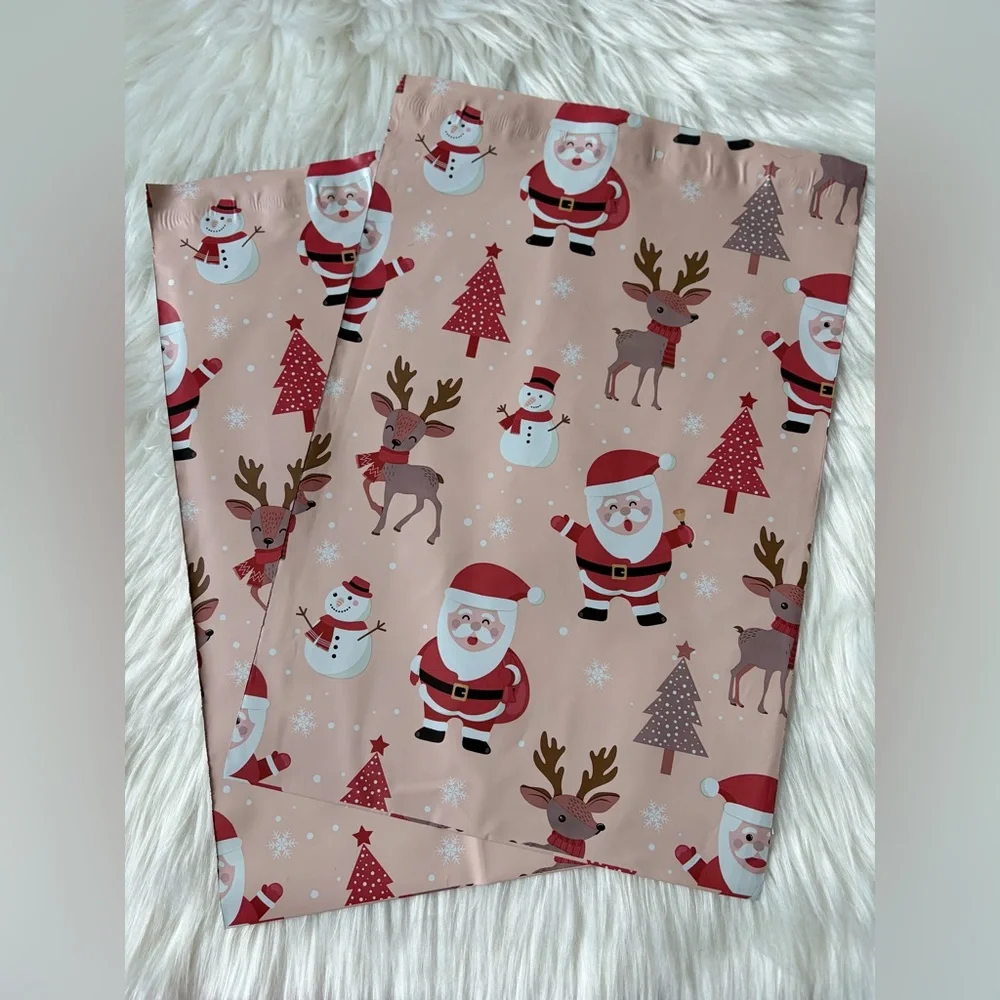 14x17 Santa and Reindeer Christmas Poly Mailers- Bundle of 20